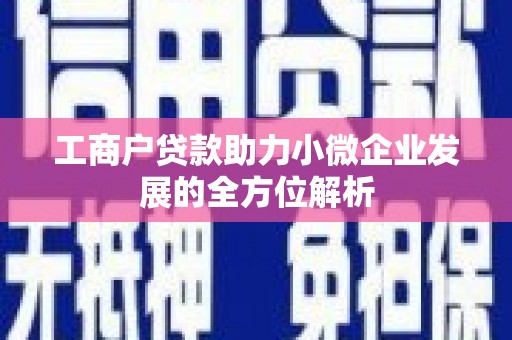 玉屏工商户贷款助力小微企业发展的全方位解析