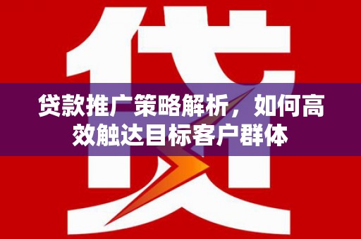 玉屏贷款推广策略解析，如何高效触达目标客户群体