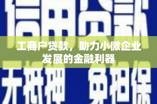 玉屏工商户贷款，助力小微企业发展的金融利器