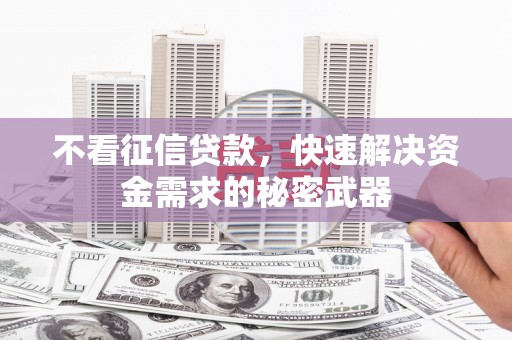 玉屏不看征信贷款，快速解决资金需求的秘密武器
