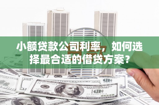 玉屏小额贷款公司利率，如何选择最合适的借贷方案？